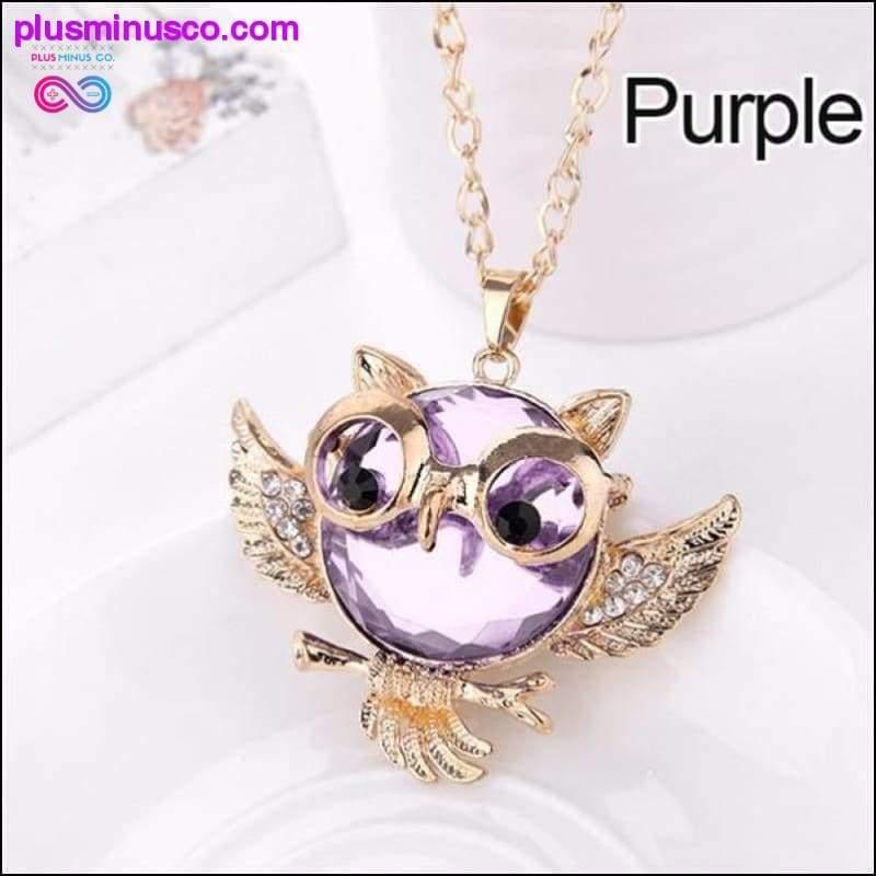 Owl Design Rhinestones Crystal Pendant Necklace || - plusminusco.com
