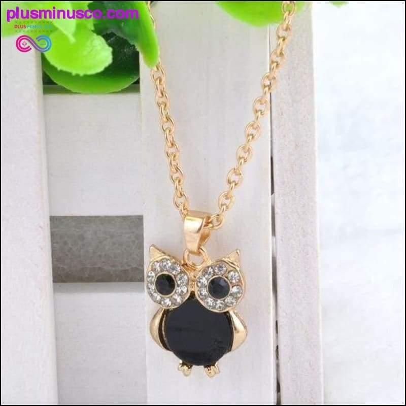 Owl Design Rhinestones Crystal Pendant Necklace || - plusminusco.com