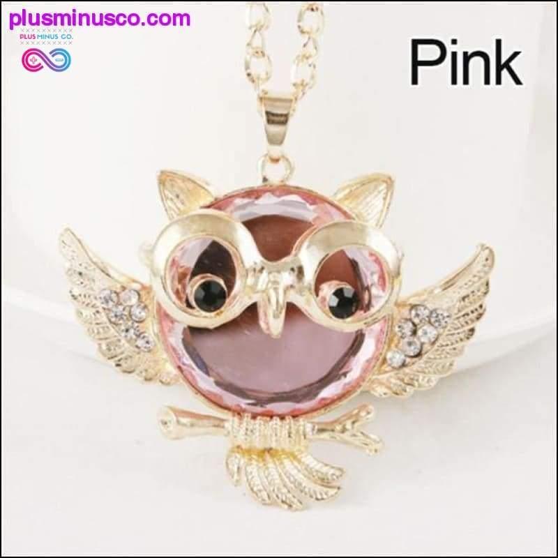 Owl Design Rhinestones Crystal Pendant halskæde || - plusminusco.com