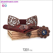 Paisley Wooden Bow Tie Handkerchief Set Men's Plaid Bowtie - plusminusco.com