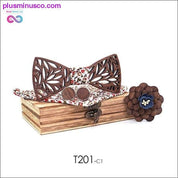 Paisley Wooden Bow Tie Handkerchief Set Men's Plaid Bowtie - plusminusco.com