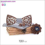 Paisley Wooden Bow Tie Handkerchief Set Men's Plaid Bowtie - plusminusco.com