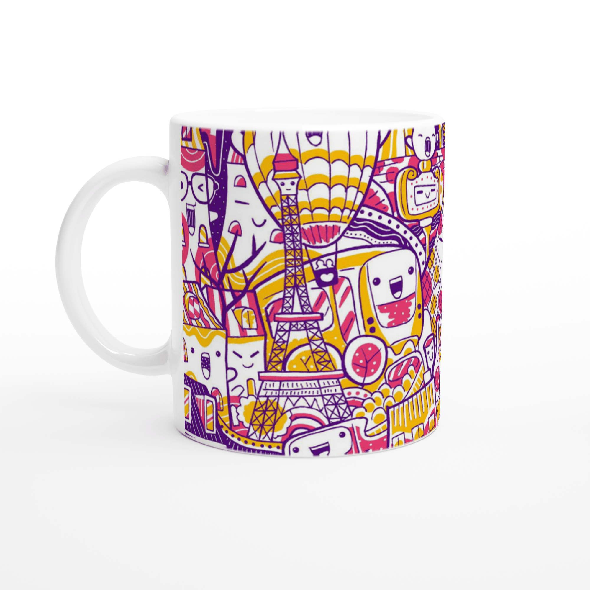 Paris City Illustration, White 11oz Ceramic Mug - plusminusco.com