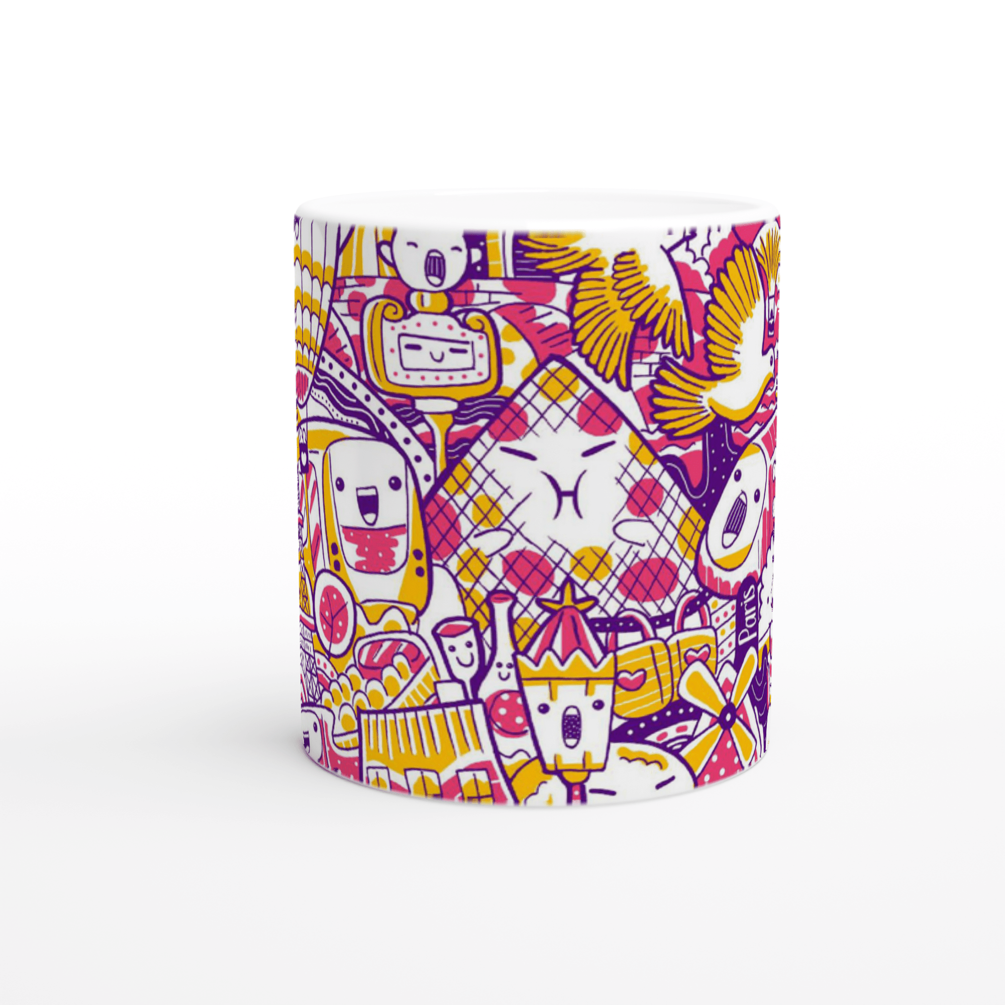 Paris City Illustration, White 11oz Ceramic Mug - plusminusco.com
