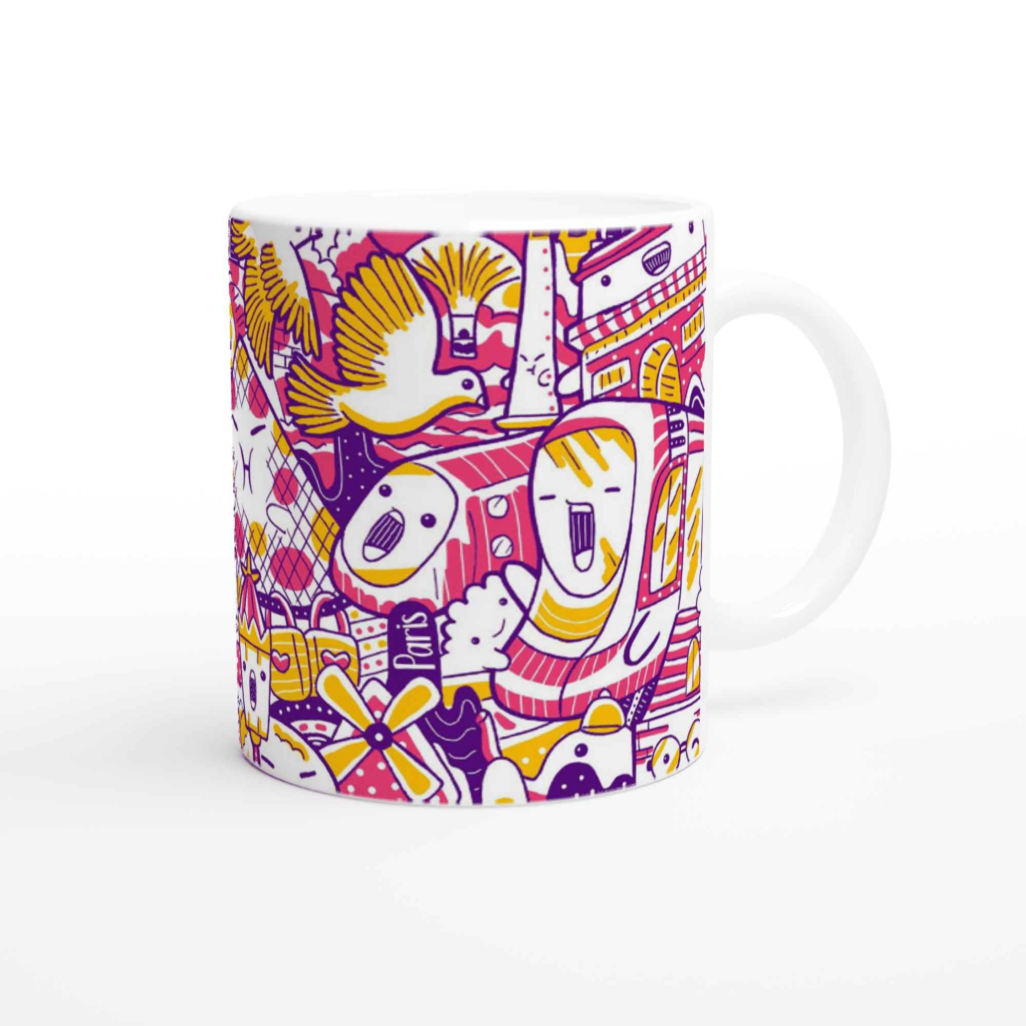 Paris City Illustration, White 11oz Ceramic Mug - plusminusco.com