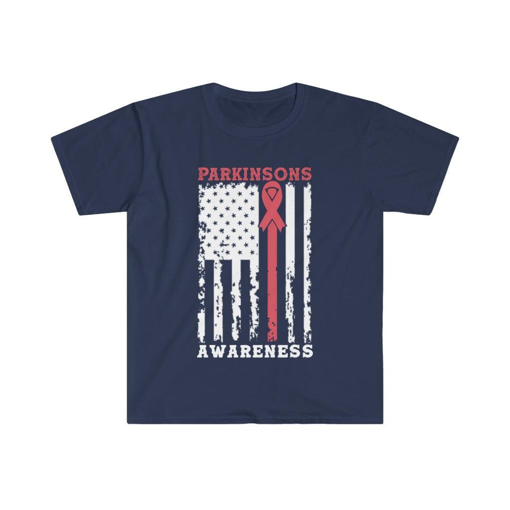 Parkinson's Awareness American Flag T-Shirts, Parkinson's Disease Awareness ,Parkinson's Awareness Gift Warrior, Parkinson's Silver Ribbon - plusminusco.com