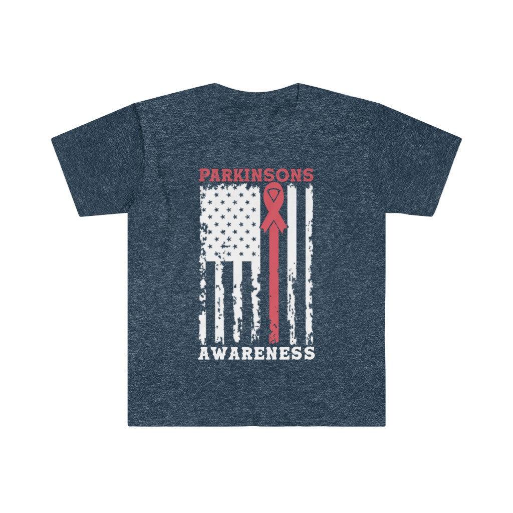 Parkinson's Awareness American Flag T-Shirts, Parkinson's Disease Awareness ,Parkinson's Awareness Gift Warrior, Parkinson's Silver Ribbon - plusminusco.com