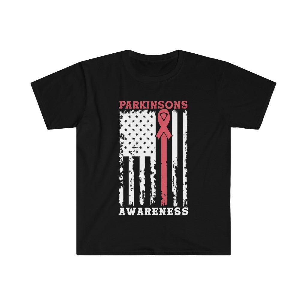 Parkinson's Awareness American Flag T-Shirts, Parkinson's Disease Awareness ,Parkinson's Awareness Gift Warrior, Parkinson's Silver Ribbon - plusminusco.com