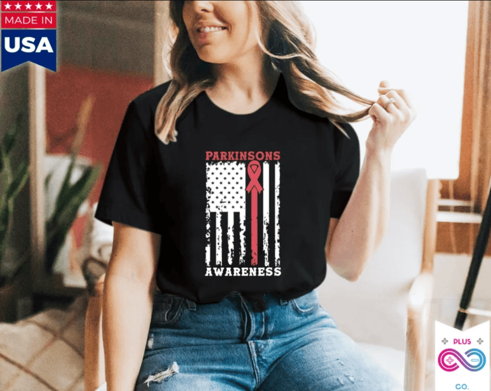 Parkinson's Awareness American Flag T-Shirts, Parkinson's Disease Awareness ,Parkinson's Awareness Gift Warrior, Parkinson's Silver Ribbon - plusminusco.com