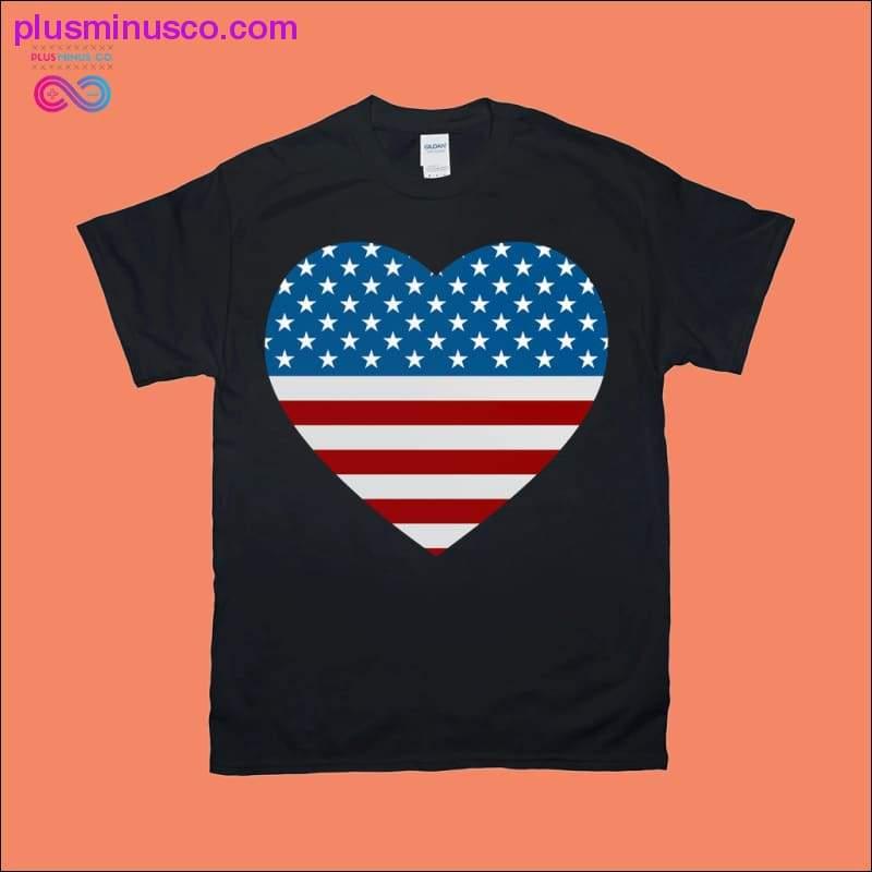 Patriotic Heart American Flag T-Shirts - plusminusco.com