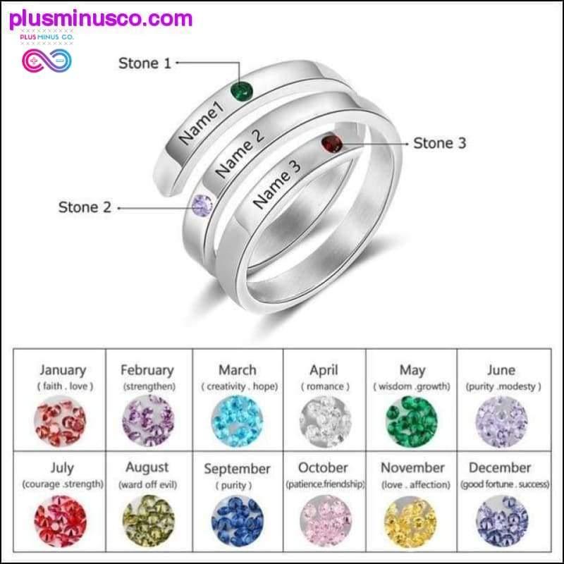 Spersonalizowane pierścionki dla matek z nazwą niestandardową Pierścionki z kamieniem urodzeniowym dla - plusminusco.com