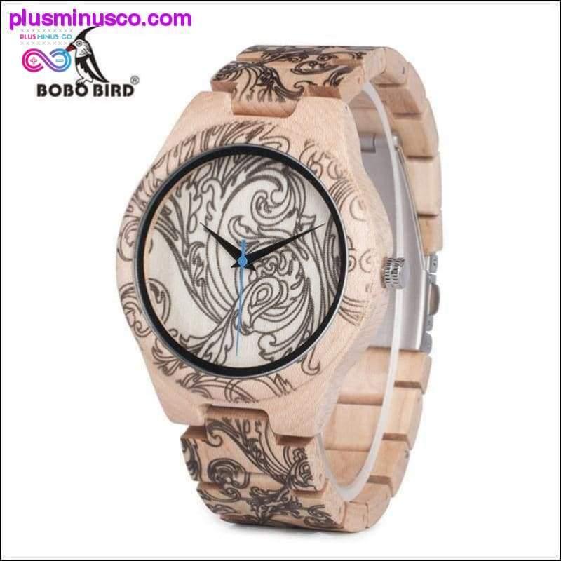 Relojes de madera de pino para hombres Reloj de tatuaje con impresión UV en madera - plusminusco.com