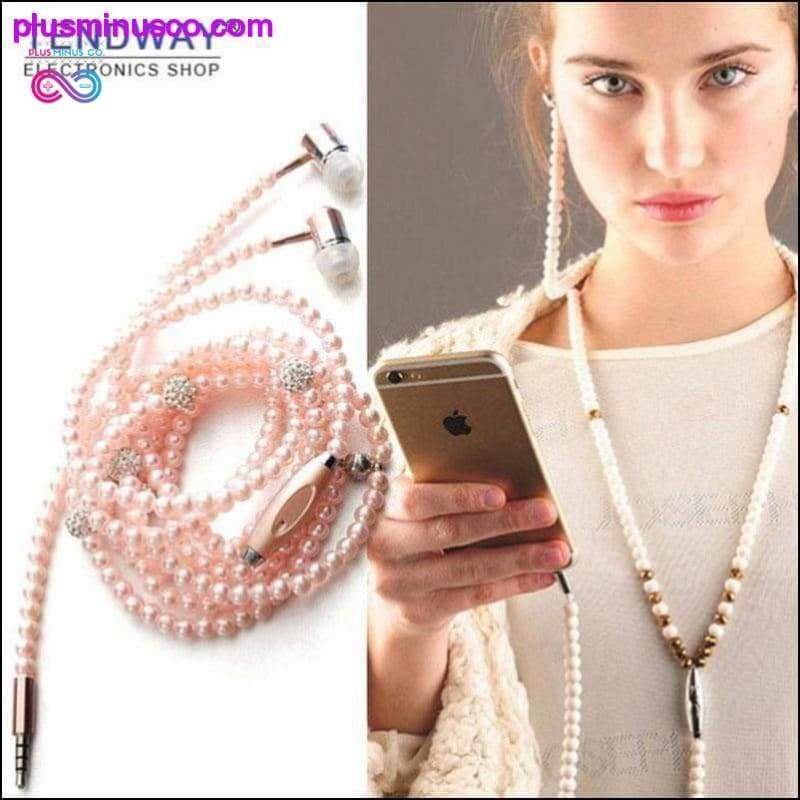 Pink Pearl Rhinestone Universal Noise Cancelling Earphones - plusminusco.com