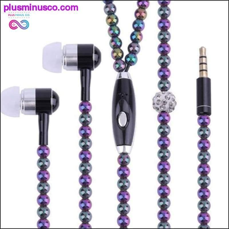 Pink Pearl Rhinestone Universal Noise Cancelling Earphones - plusminusco.com