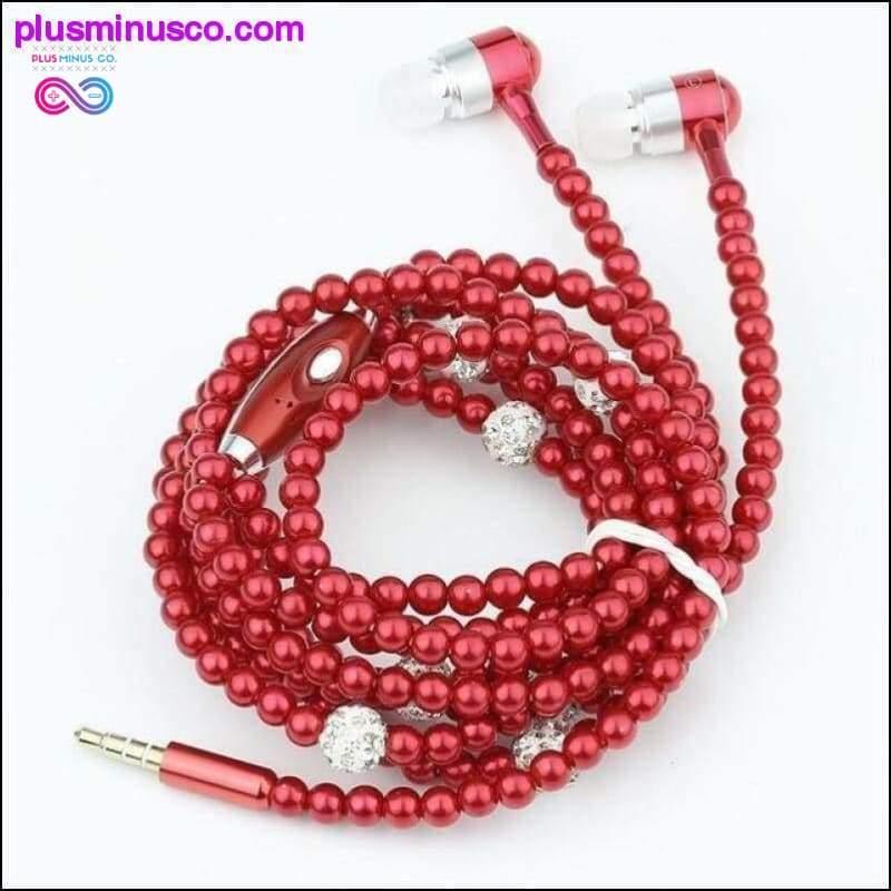 Pink Pearl Rhinestone Universal Noise Cancelling Earphones - plusminusco.com