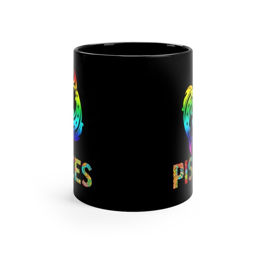 Pisces mug, Multicolor fish, Zodiac Pisces, Zodiac Pisces, Birthday Astrological, Gift for Pisces,Pisces March born Birthday gift Black 11oz - plusminusco.com