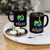 Pisces mug, Multicolor fish, Zodiac Pisces, Zodiac Pisces, Birthday Astrological, Gift for Pisces,Pisces March born Birthday gift Black 11oz - plusminusco.com