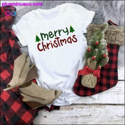 T-shirt bianca natalizia scozzese || PlusMinusco.com - plusminusco.com