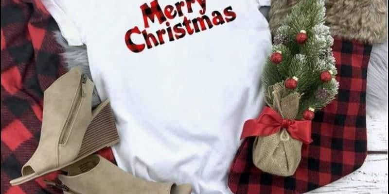 Kockované veselé vianočné tričko a roztomilé tričko s módnou grafikou - plusminusco.com
