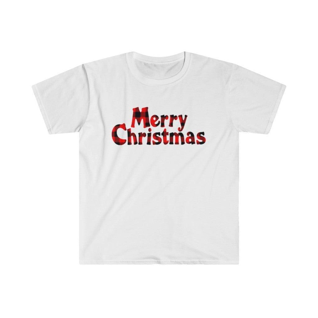 Plaid Merry Christmas T-Shirt at Fashion Graphic Cute Tee - plusminusco.com