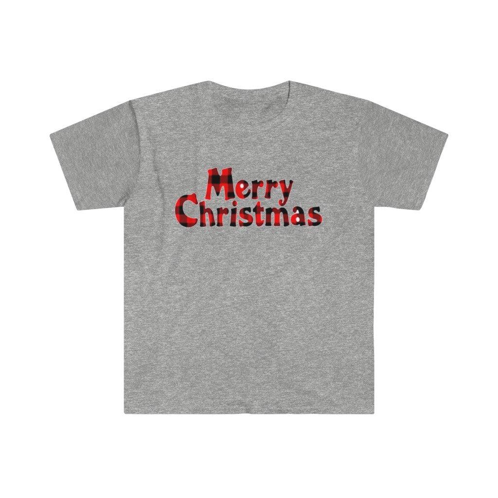 Plaid Merry Christmas T-Shirt and Fashion Graphic Cute Tee - plusminusco.com