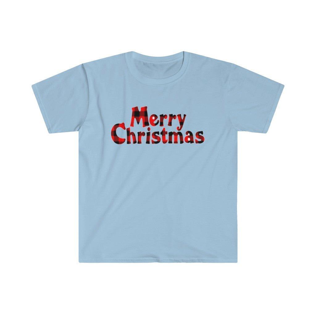 Ruuduline Merry Christmas T-särk ja moegraafikaga armas särk – plusminusco.com