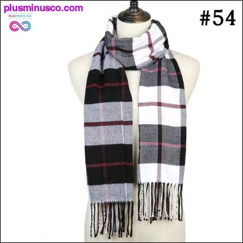 Клетчатый шарф, шали, пашмина, кашемировая вязка, мягкий унисекс, ретро - plusminusco.com
