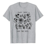 Plant These Harajuku Tshirt Donna Causale Save The Bees T-shirt in cotone Wildflower Graphic Tees Donna Abbigliamento unisex - plusminusco.com