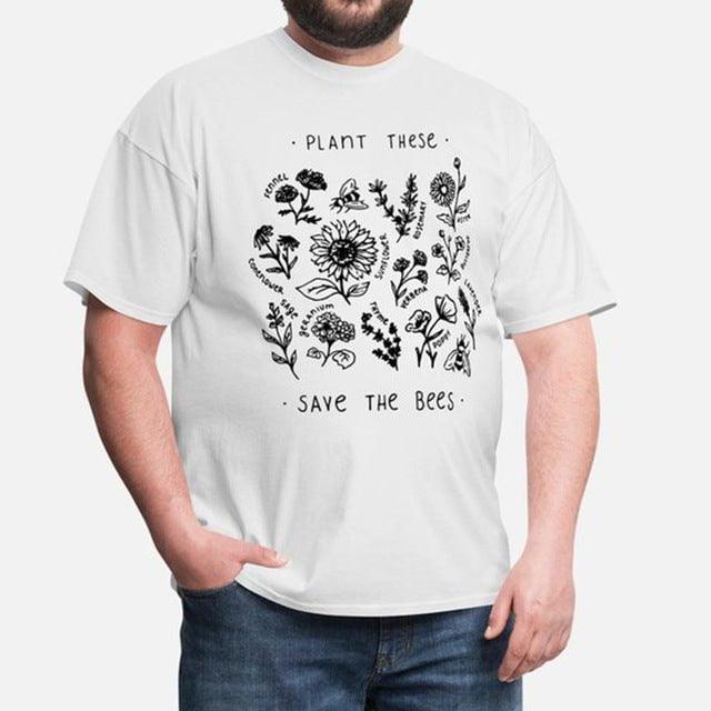 Plant These Harajuku Tshirt Women Causal Save The Bees T-shirt Cotton Wildflower Graphic Tees Woman Unisex Clothes - plusminusco.com