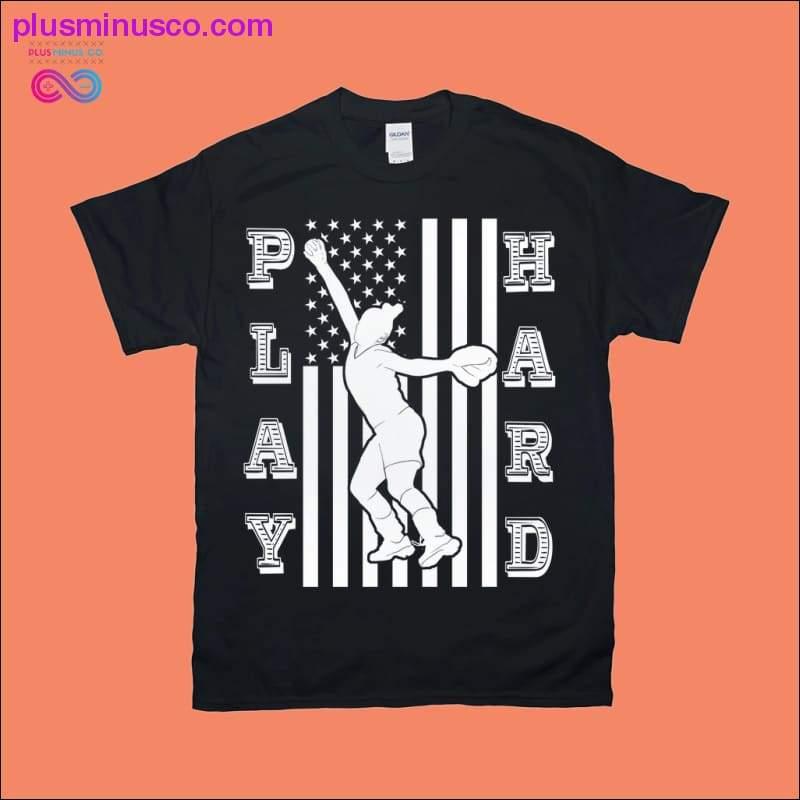 Play hard | Female Softball | American Flag T-Shirts - plusminusco.com