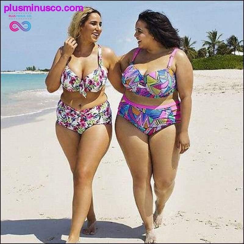 Ženski bikini plus veličine s podstavljenim bikinijem visokog struka - plusminusco.com