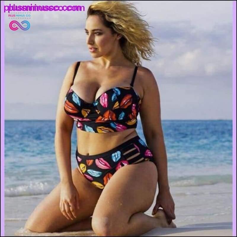 Lielizmēra bikini sievietēm push-up polsterēts bikini komplekts ar augstu vidukli - plusminusco.com