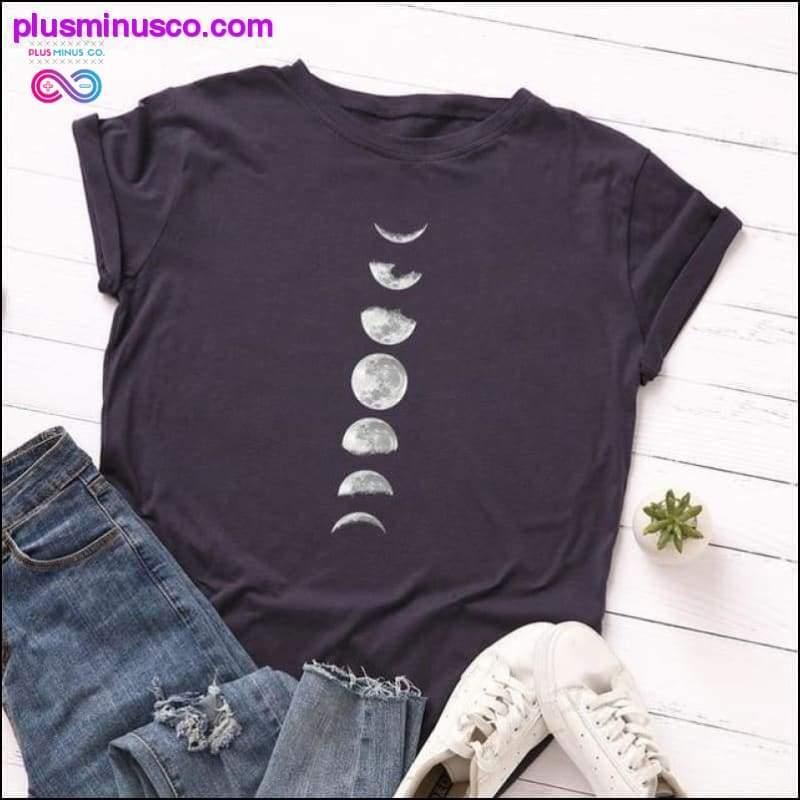 Плюс размер S-5XL Тениска с принт New Moon Planet Дамски ризи O - plusminusco.com