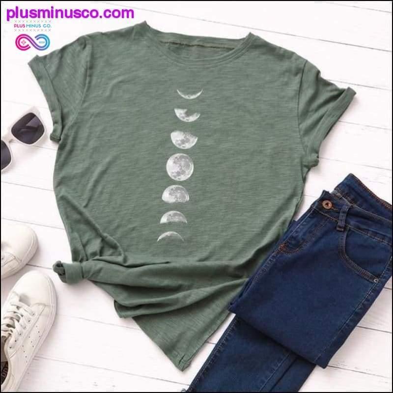 Plus Size S-5XL New Moon Planet Print T-Shirt Damen Shirts O - plusminusco.com