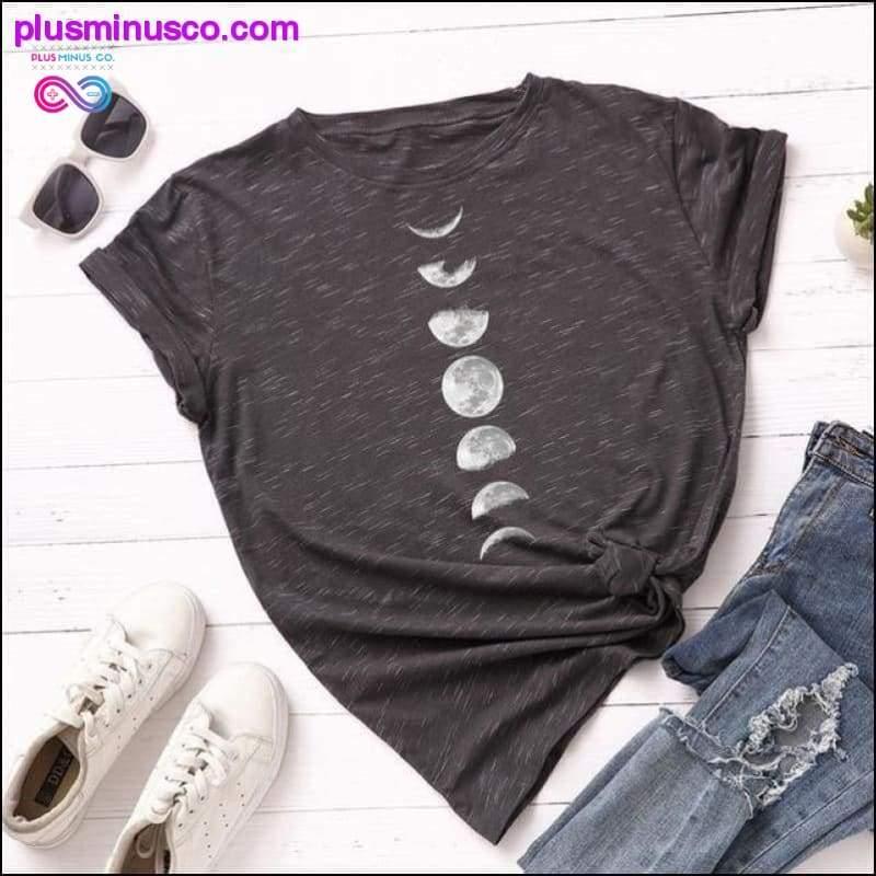 Grande taille S-5XL nouvelle lune planète impression t-shirt femmes chemises O - plusminusco.com