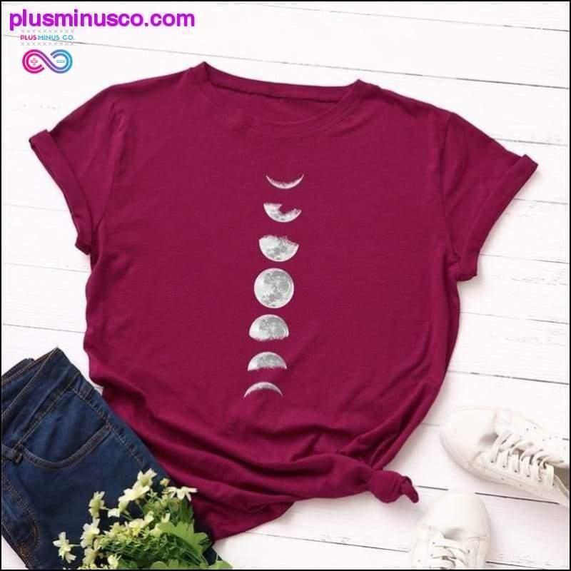 Grande taille S-5XL nouvelle lune planète impression t-shirt femmes chemises O - plusminusco.com