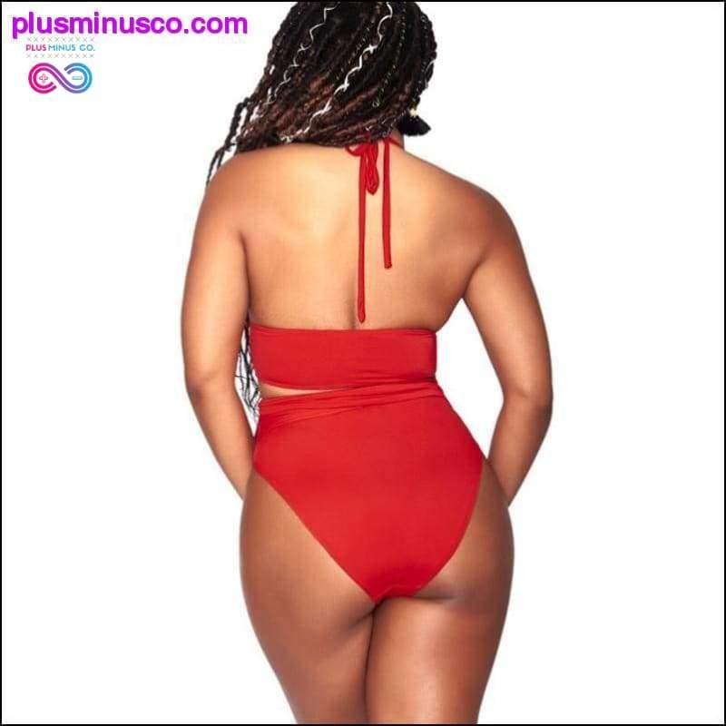 Dvodijelni kupaći kostim veće veličine Ženski kupaći kostim visokog struka - plusminusco.com
