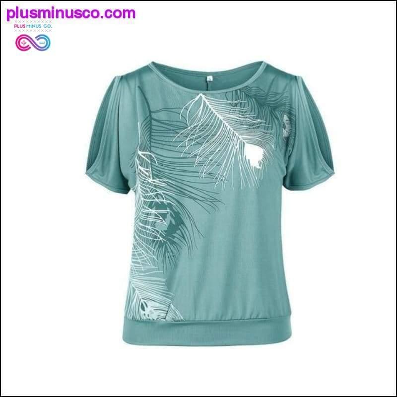 Plus Size T-Shirt 2019 Summer Off Shoulder Tops Feather - plusminusco.com