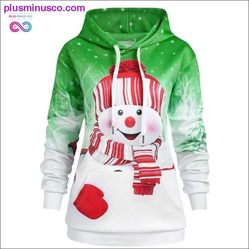 Damska bluza z kapturem Plus Size Damska świąteczna kieszeń - plusminusco.com