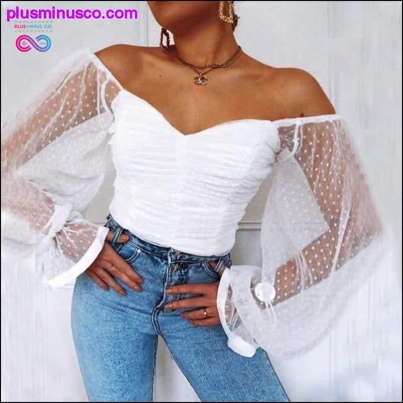 Polka Dot Blouse Women Mesh Shirts Pink Tops Sweetheart - plusminusco.com