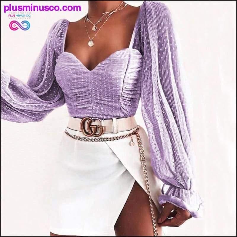 Polka Dot Blouse Women Mesh Shirts Pink Tops Sweetheart - plusminusco.com