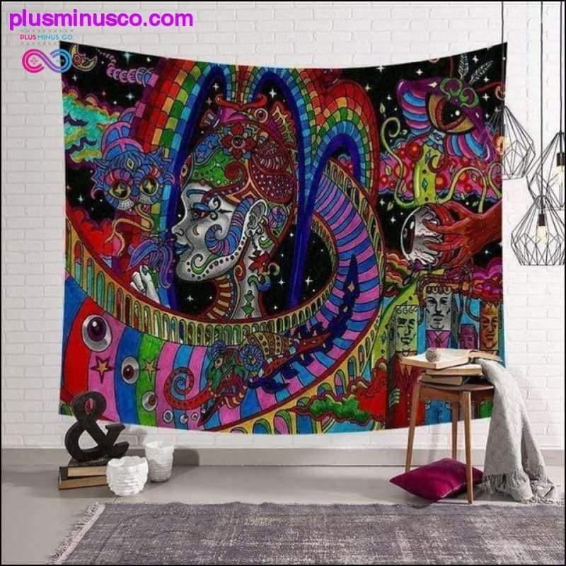 Polyster Hippie Mandala Pattern Tapestry Abstrakt maleri - plusminusco.com