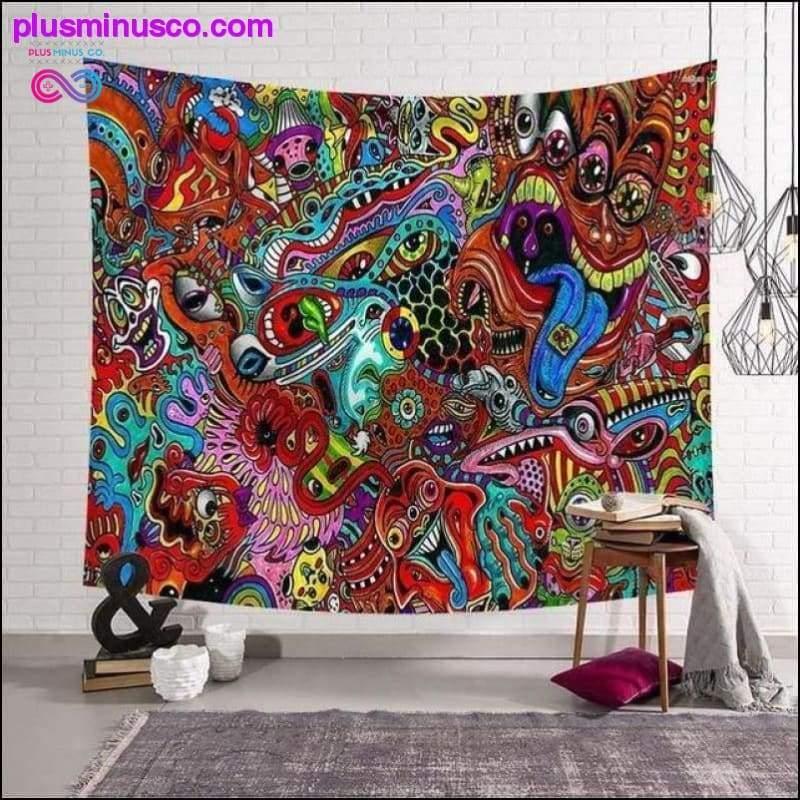 Abstraktná maľba tapisérie so vzorom Polyster Hippie Mandala - plusminusco.com