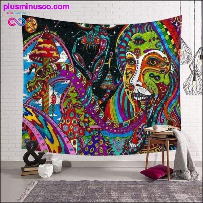 Tapisserie à motif mandala hippie en polyester, peinture abstraite - plusminusco.com