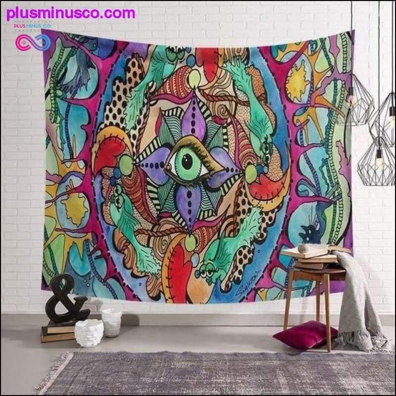 Tapiz con patrón de mandala hippie de poliéster, pintura abstracta - plusminusco.com