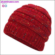 Ponytail Beanie Hat Winter Soft Knit Cap Casual Woolen - plusminusco.com
