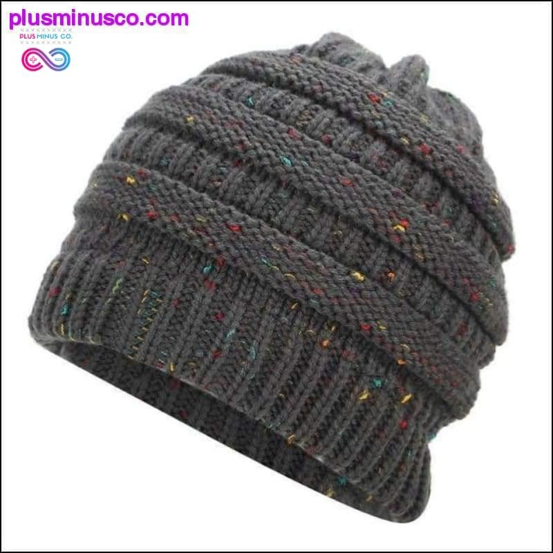 Шапка-біні з хвосцікам, зімовая мяккая вязаная шапка, штодзённая ваўняная - plusminusco.com