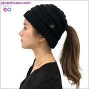 Ponytail Beanies Winter Hat For Women Knitted Warm Cap Messy - plusminusco.com