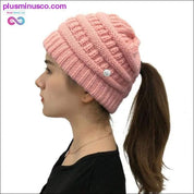 Ponytail Beanies Winter Hat For Women Knitted Warm Cap Messy - plusminusco.com