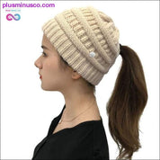 Bonnets queue de cheval chapeau d'hiver pour femmes bonnet chaud tricoté en désordre - plusminusco.com
